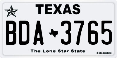 TX license plate BDA3765