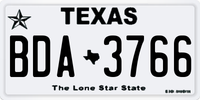 TX license plate BDA3766