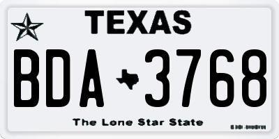 TX license plate BDA3768