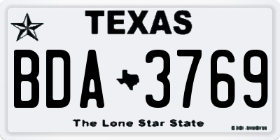 TX license plate BDA3769