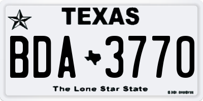 TX license plate BDA3770