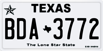 TX license plate BDA3772