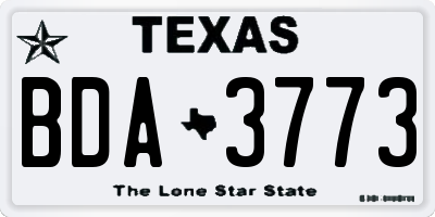 TX license plate BDA3773