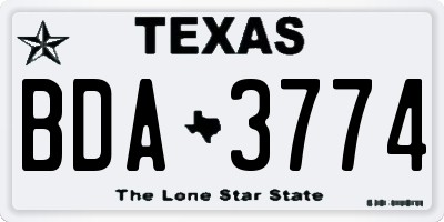 TX license plate BDA3774