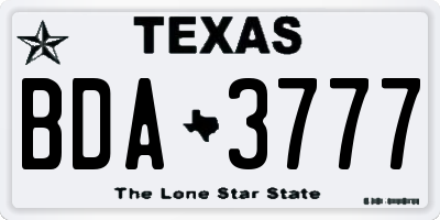 TX license plate BDA3777