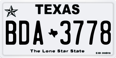 TX license plate BDA3778