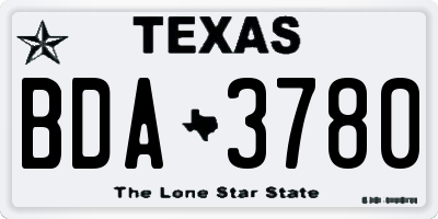 TX license plate BDA3780