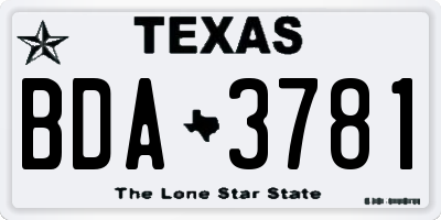 TX license plate BDA3781