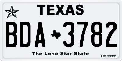 TX license plate BDA3782