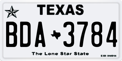 TX license plate BDA3784