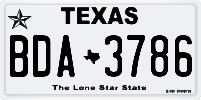 TX license plate BDA3786