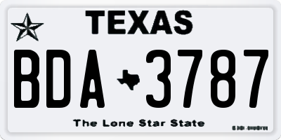 TX license plate BDA3787