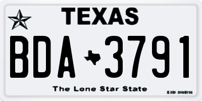 TX license plate BDA3791