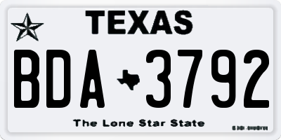 TX license plate BDA3792