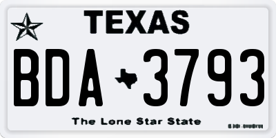 TX license plate BDA3793