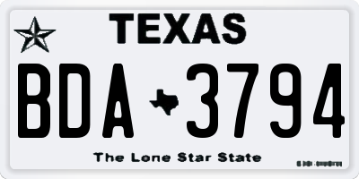 TX license plate BDA3794