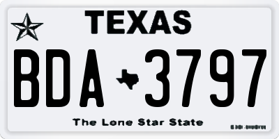 TX license plate BDA3797
