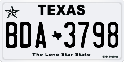 TX license plate BDA3798
