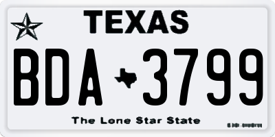 TX license plate BDA3799