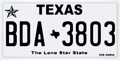 TX license plate BDA3803