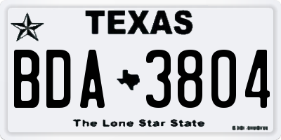 TX license plate BDA3804