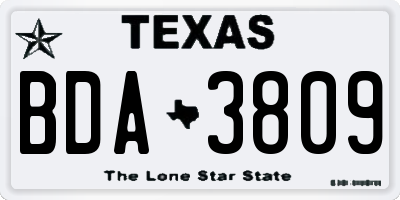 TX license plate BDA3809