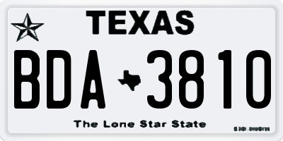 TX license plate BDA3810