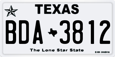TX license plate BDA3812