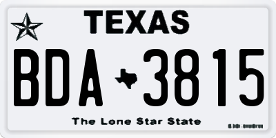 TX license plate BDA3815