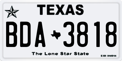 TX license plate BDA3818