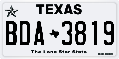TX license plate BDA3819