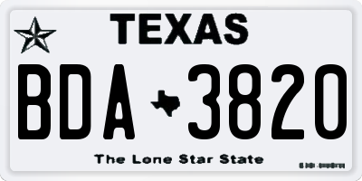 TX license plate BDA3820