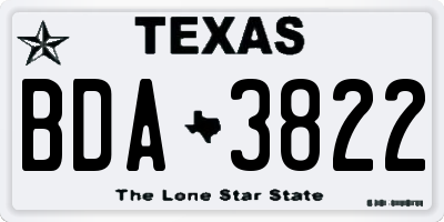 TX license plate BDA3822