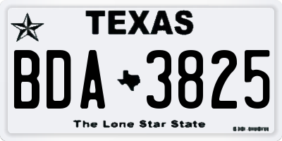 TX license plate BDA3825