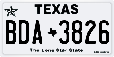 TX license plate BDA3826
