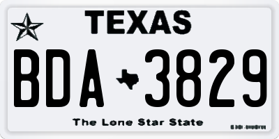 TX license plate BDA3829