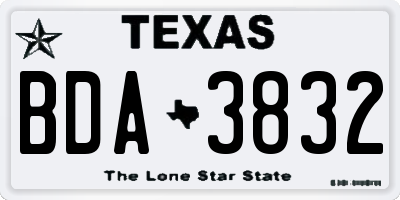 TX license plate BDA3832