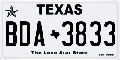 TX license plate BDA3833
