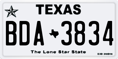 TX license plate BDA3834
