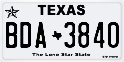 TX license plate BDA3840