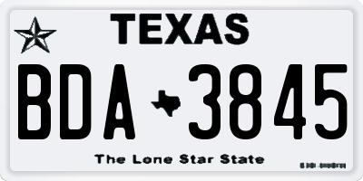TX license plate BDA3845