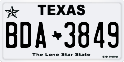TX license plate BDA3849