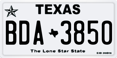 TX license plate BDA3850