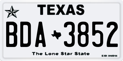 TX license plate BDA3852