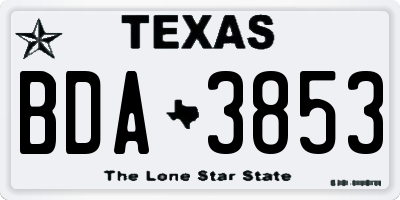 TX license plate BDA3853