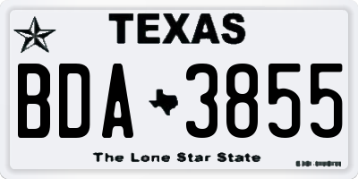 TX license plate BDA3855