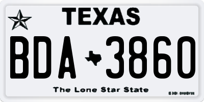 TX license plate BDA3860