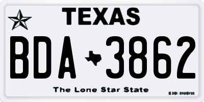 TX license plate BDA3862
