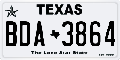 TX license plate BDA3864
