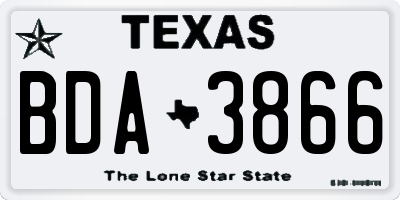 TX license plate BDA3866